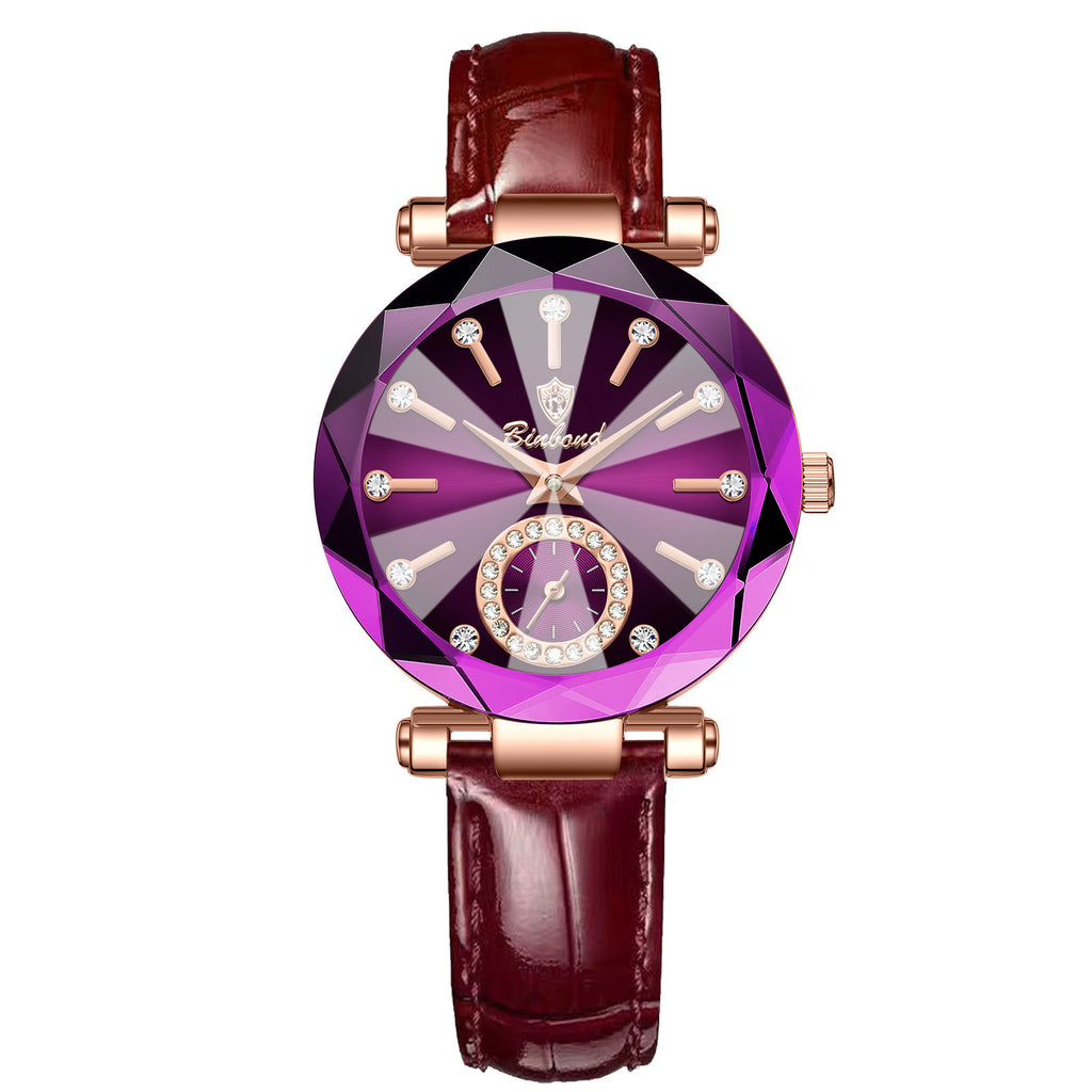 Niche Diamond Ceinture en acier massif Montre imperméable pour femmes