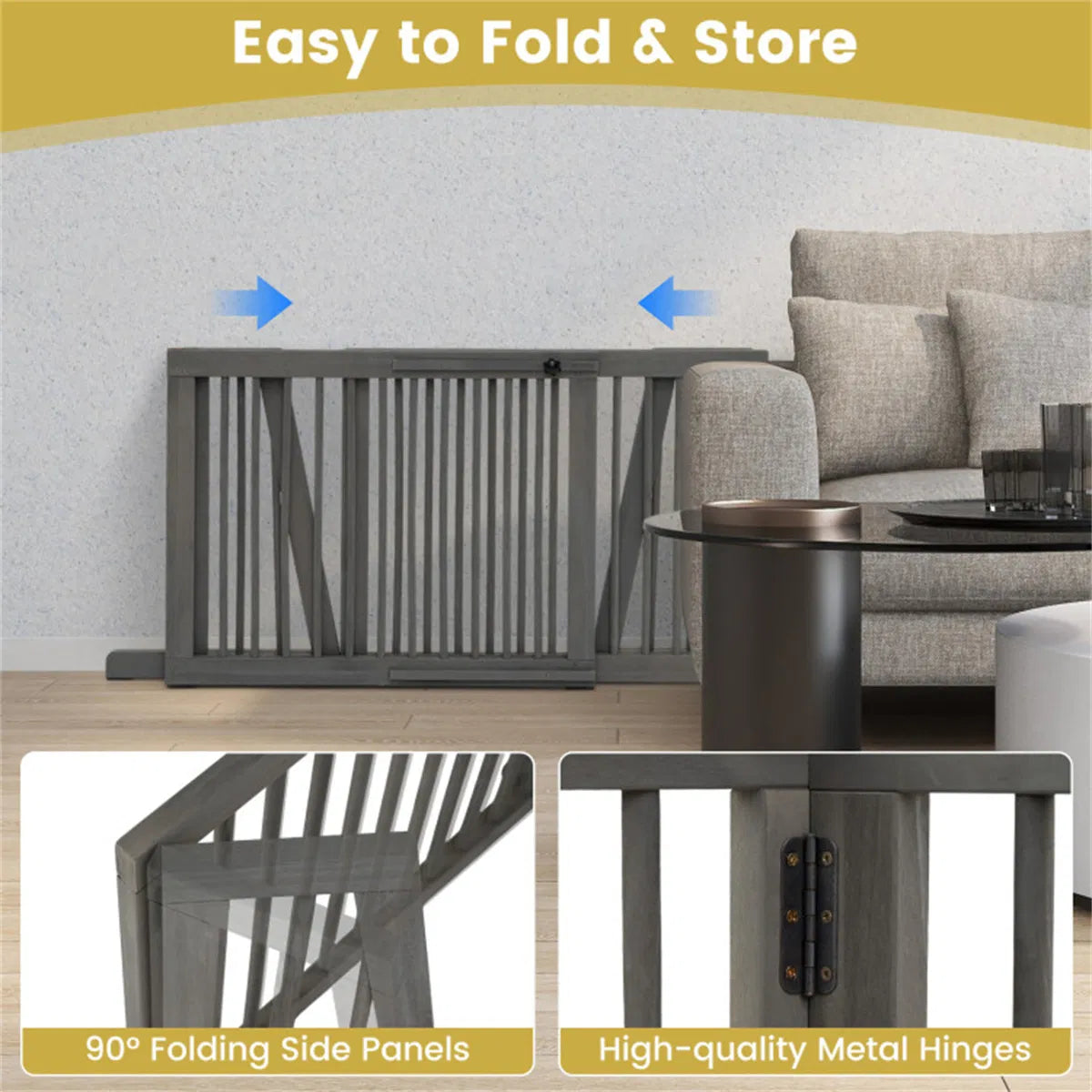 Porte en bois extensible réglable 22 pouces Tall Freestanding Safety Fence