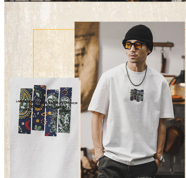 T-shirt vintage homme style américain T-shirt à manches courtes