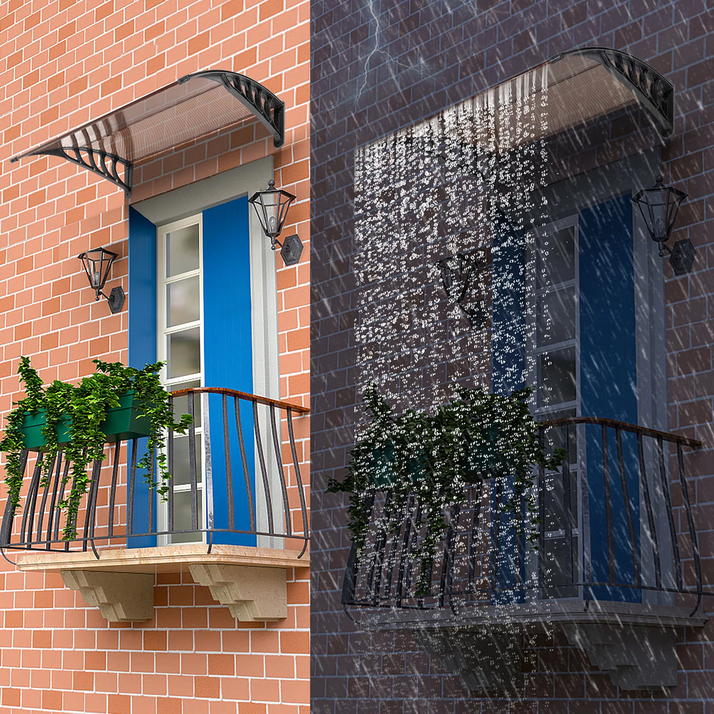 100 x 96cm Maison Application porte et fenêtre couverture de pluie Eaves Brown Board & Black Holder