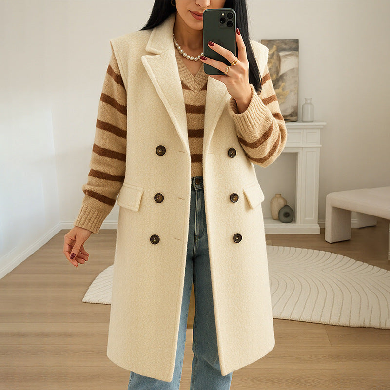 Veste pour femmes de style occidental Automnehiver Veste à deux seins