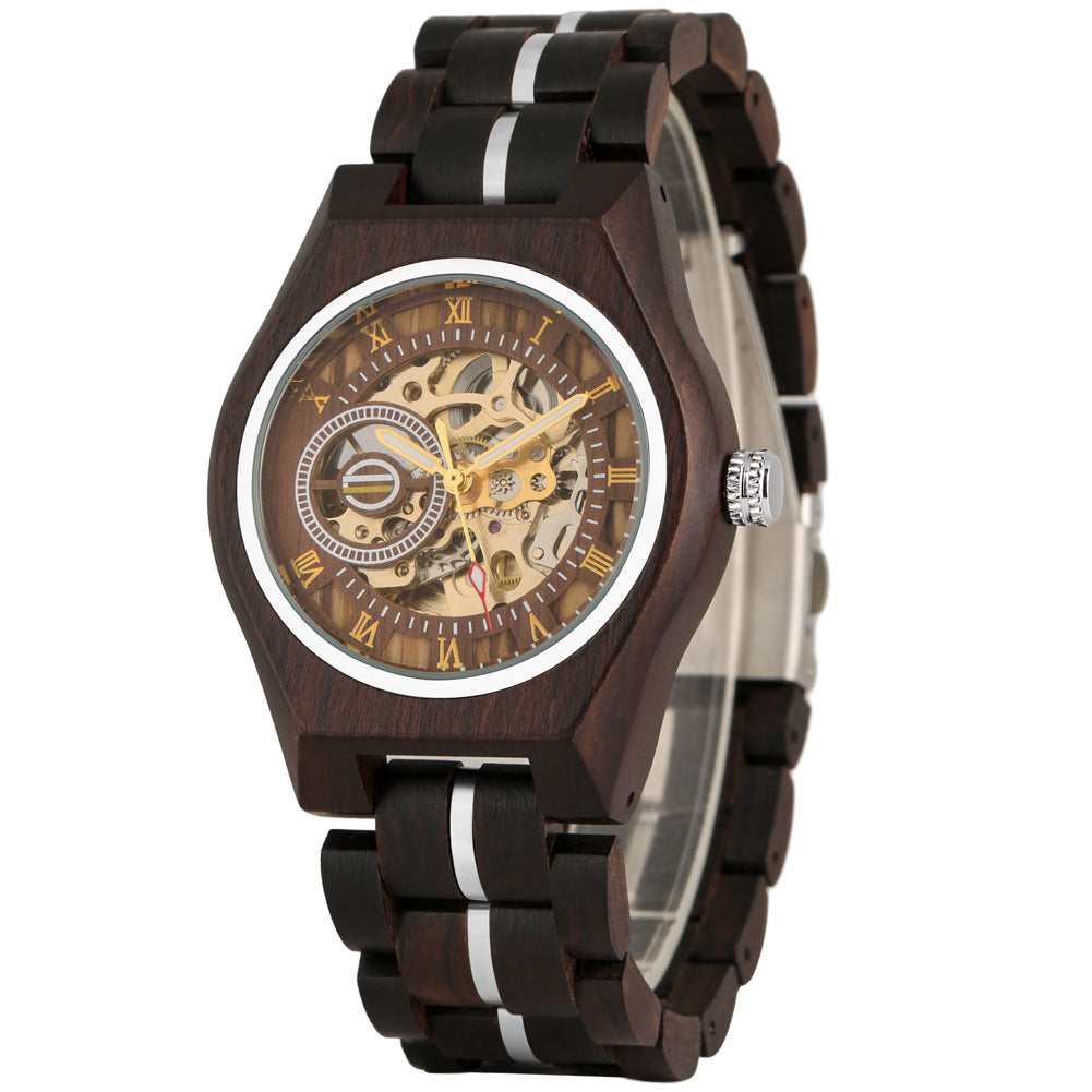Montre mécanique pour hommes à cadran romain ouvert
