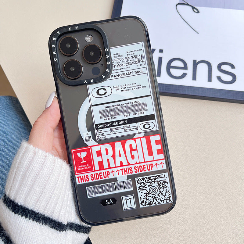 Étiquette fragile Étui de téléphone magnétique résistant à la chute