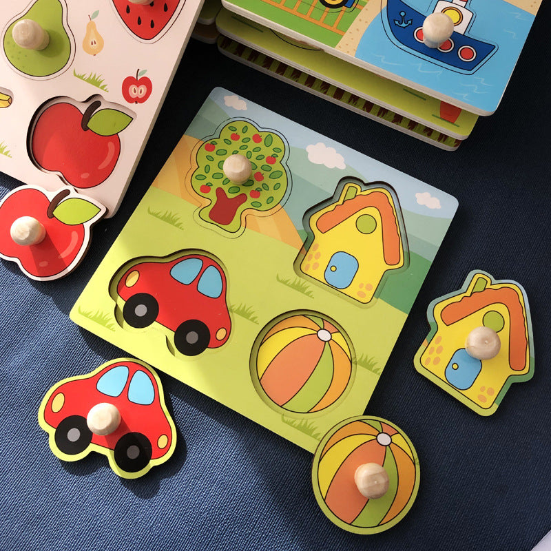 Hand Holding Puzzle Board Enfants Montessori éducation précoce Perception Jouet éducatif