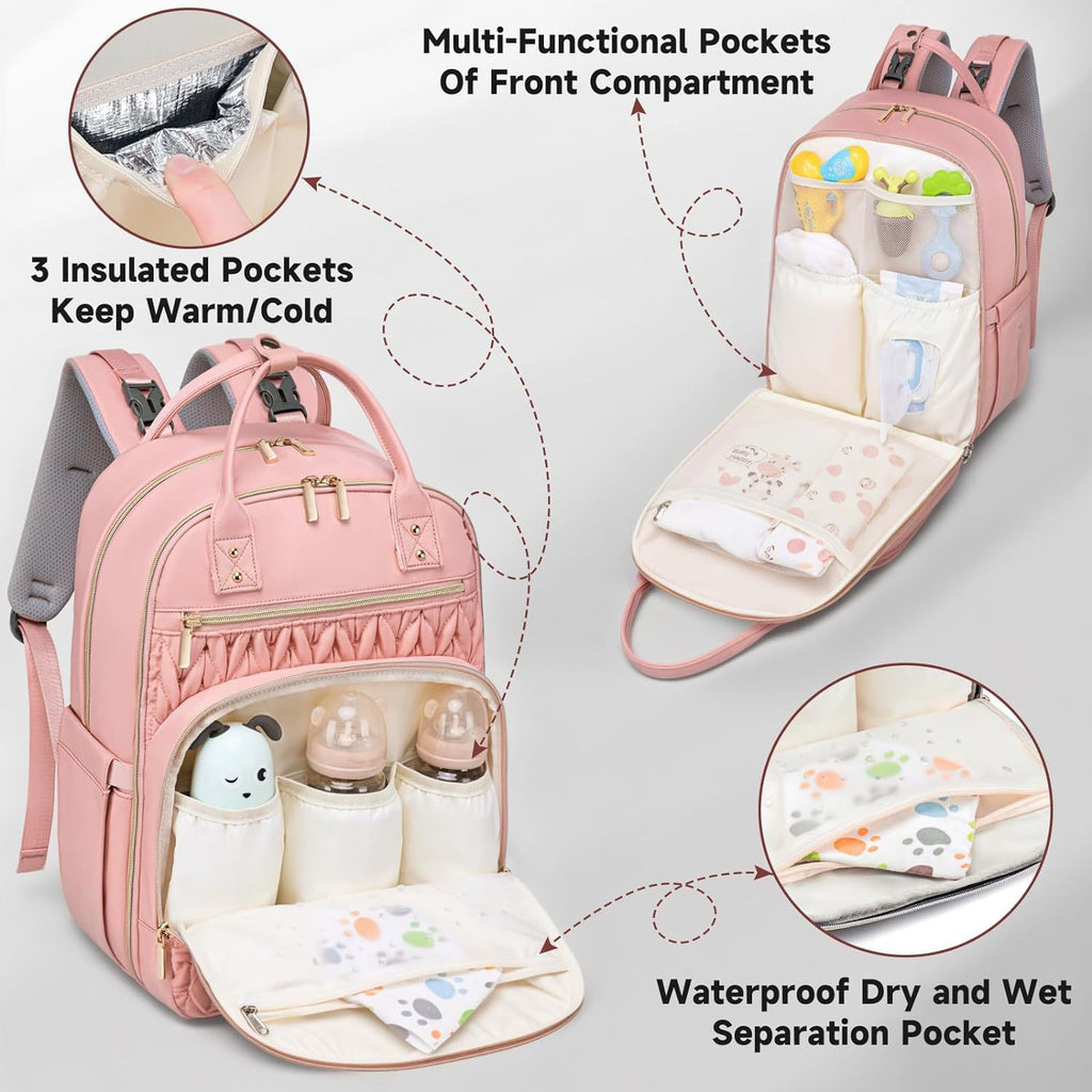 Sac à dos de voyage pour bébé à l'épreuve de l'eau à grande capacité avec couche à langer