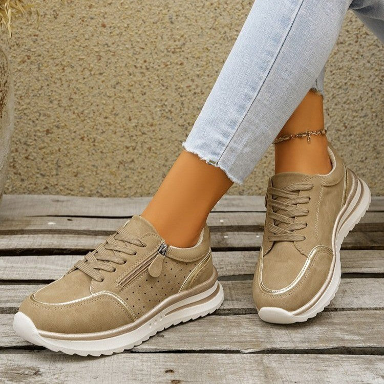 Side-zip Sneakers respirables avec une semelle chunky pour le confort