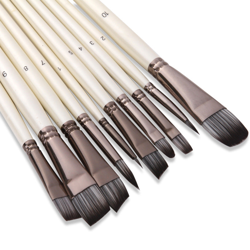 10 pinceaux aquarelles blanc perle