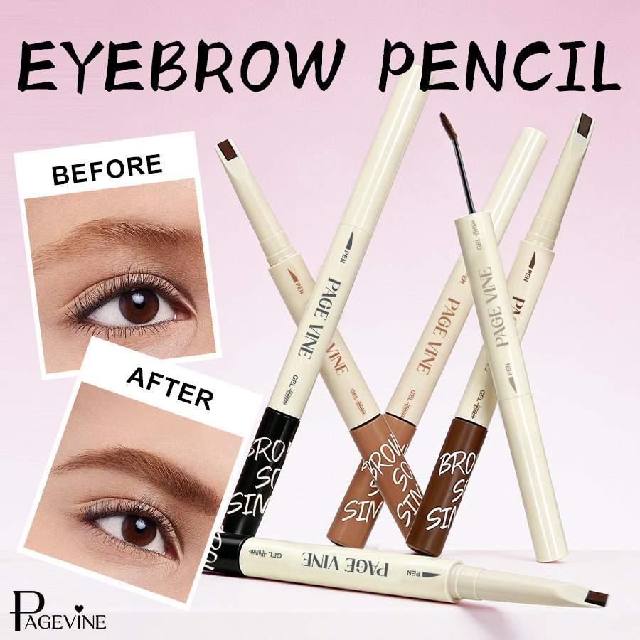 Dual-ended liquid brow mascara brush