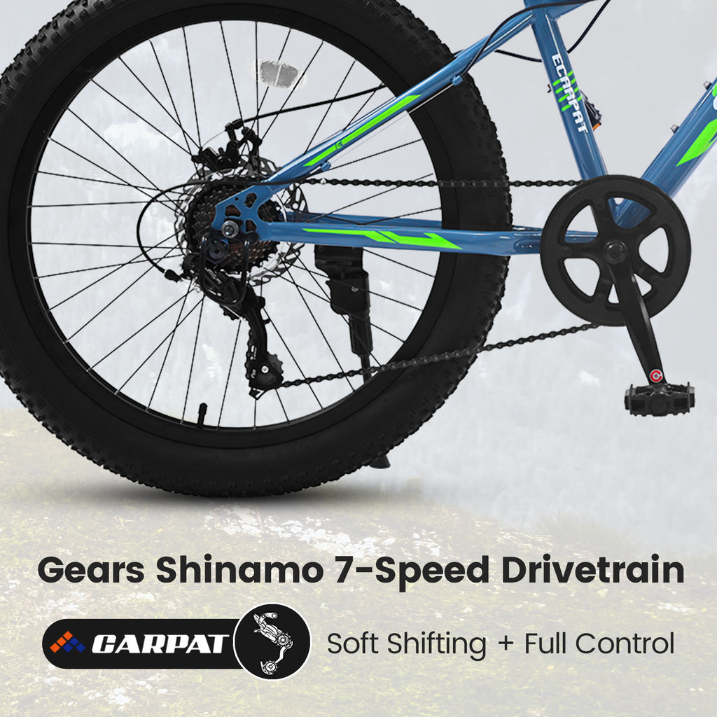 S24109 Élecony 24 pouces Fat Tire vélo adulte et jeune complet Shimano 7 vitesses VTT