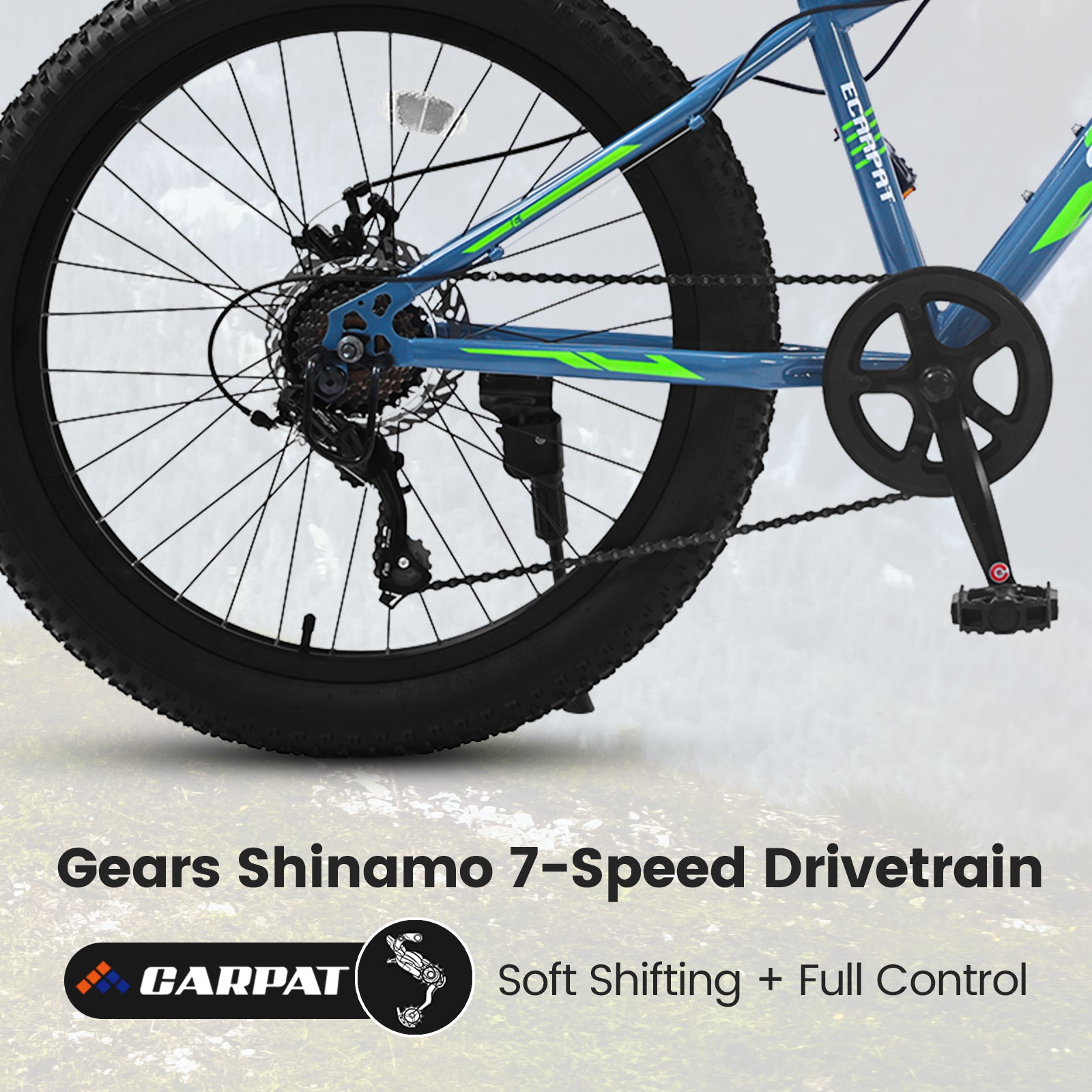 S24109 Élecony 24 pouces Fat Tire vélo adulte et jeune complet Shimano 7 vitesses VTT