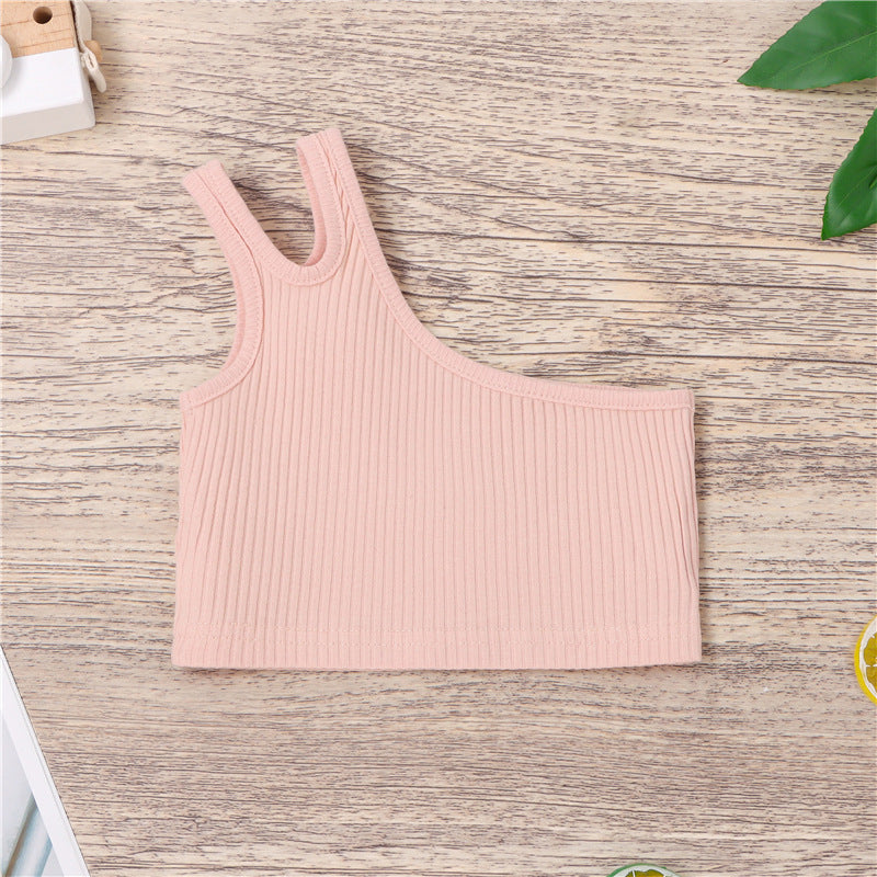 Tops casual en coton à couleur solide pour les filles
