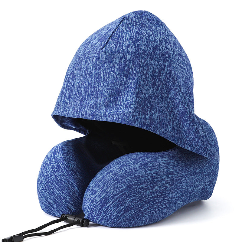 U-Shaped Hooded Memory Foam Elastic Neck Support Pillow