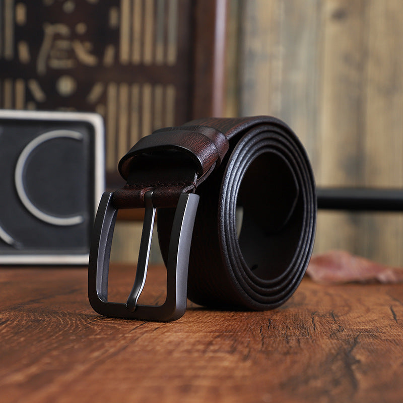 Ceinture en alliage d'épingle pour hommes avec style casual en cuir de vache