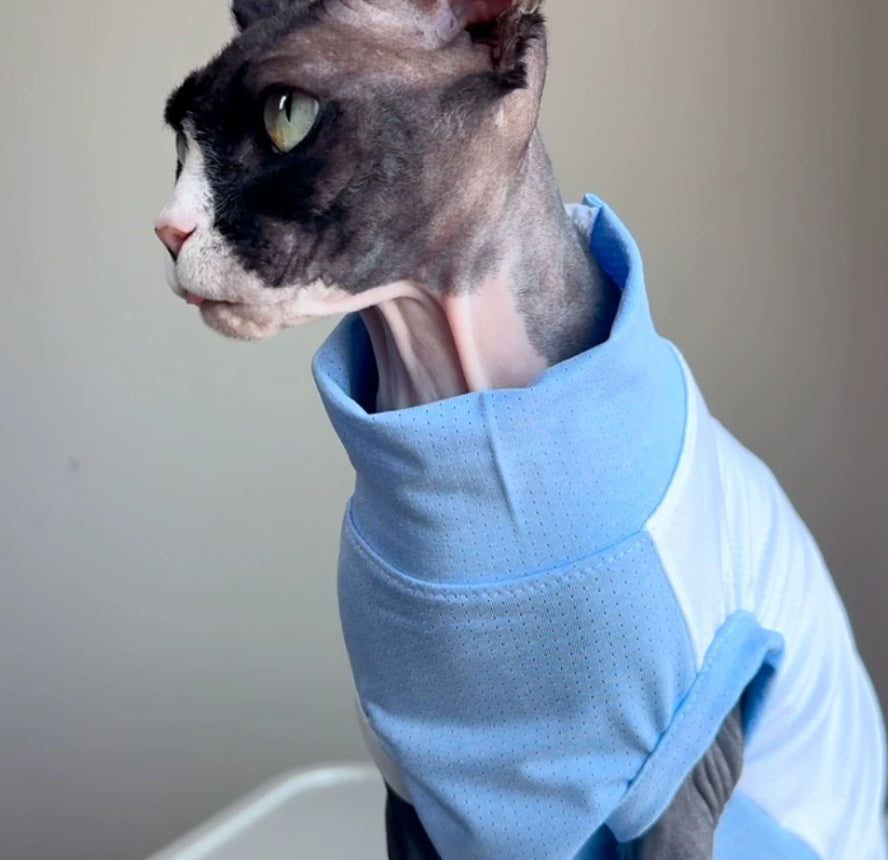 Sphynx Cat Summer Cooling Stretch Shirt Blue Mesh Vest Sun Protection