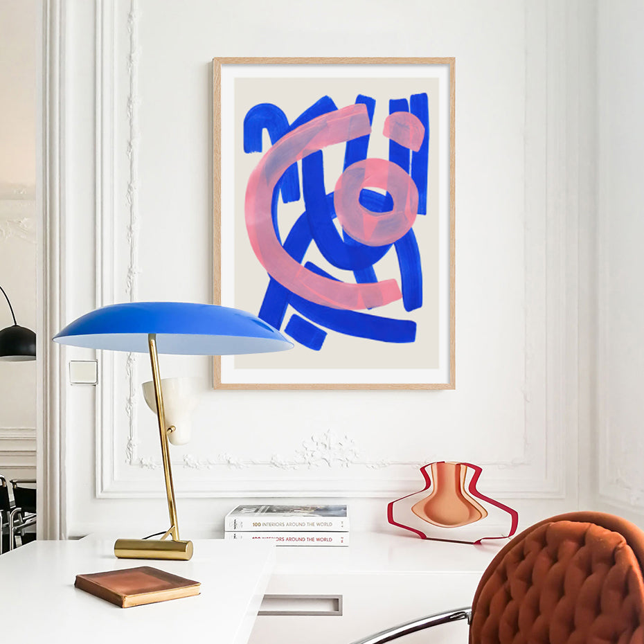 Modern Abstract Mid-century Aquarelle Brosse Affiche sur toile orange