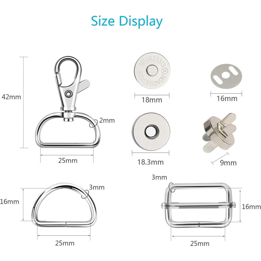 64-Piece Set d'accessoires de sac pour la couture: D-Rings