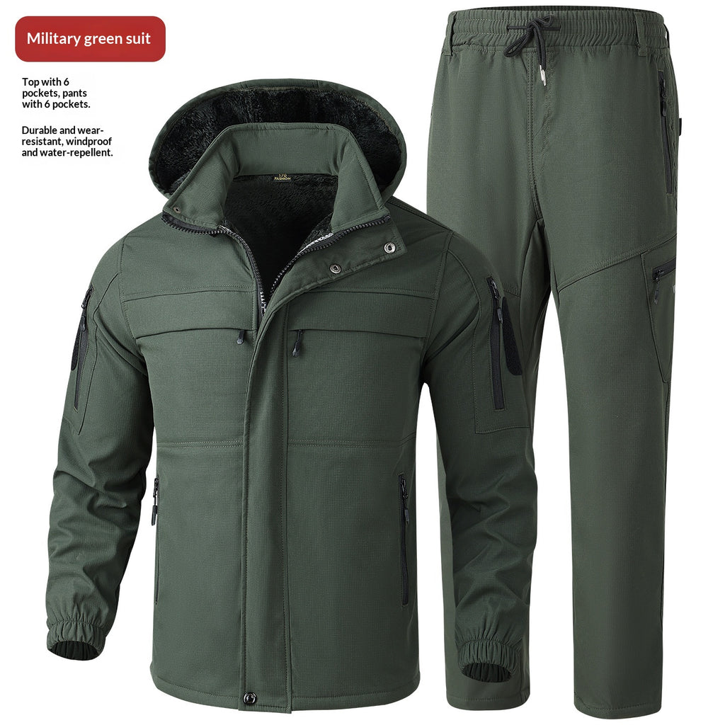 Veste et pantalons de brise-vent doublés de polaire pour hommes