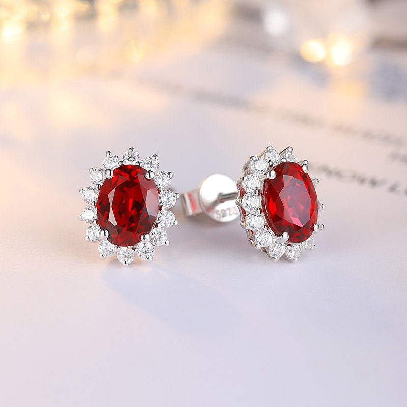 S925 Argent 3.1g Boucles d'oreilles Ruby Sapphire Emerald Paraiba