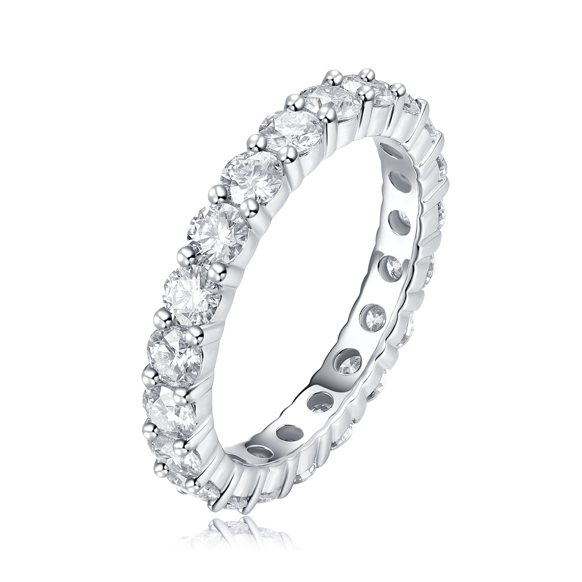 S925 Argent 2.1g Anneau d'éternité en mousse de platine