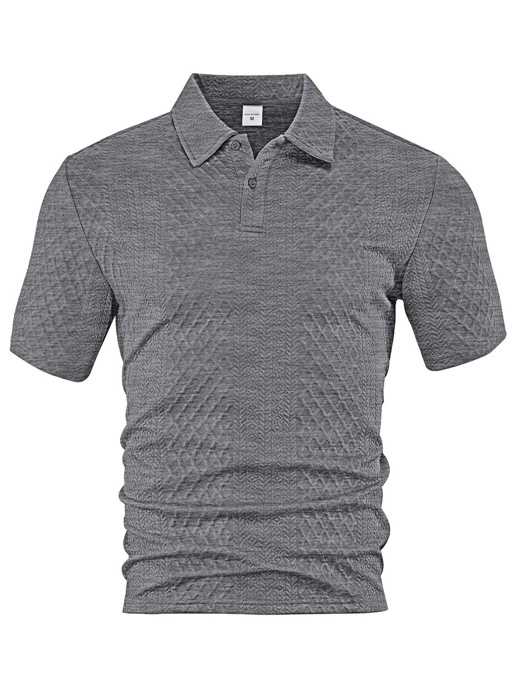 Men's Summer Thin Loose Respirant Solid Color Jacquard Tissu Lapel Short Sleeve Polo Shi