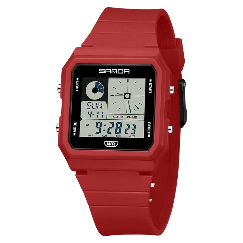 Montre numérique polyvalente et créative, petit carré multifonction