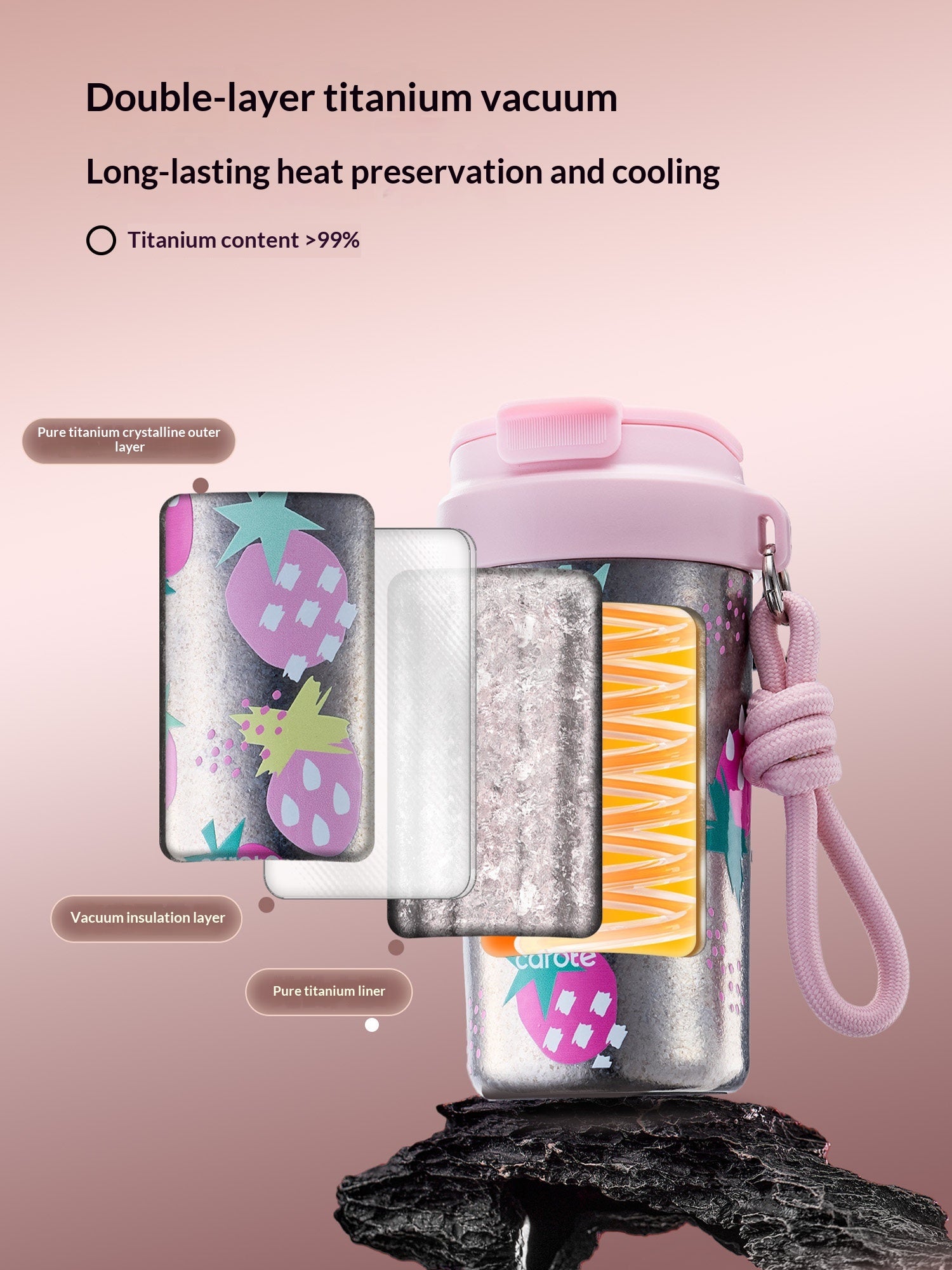 Coupe de café Pure Titanium Portable Car Compatible Retenue à froid bouteille d'eau de paille