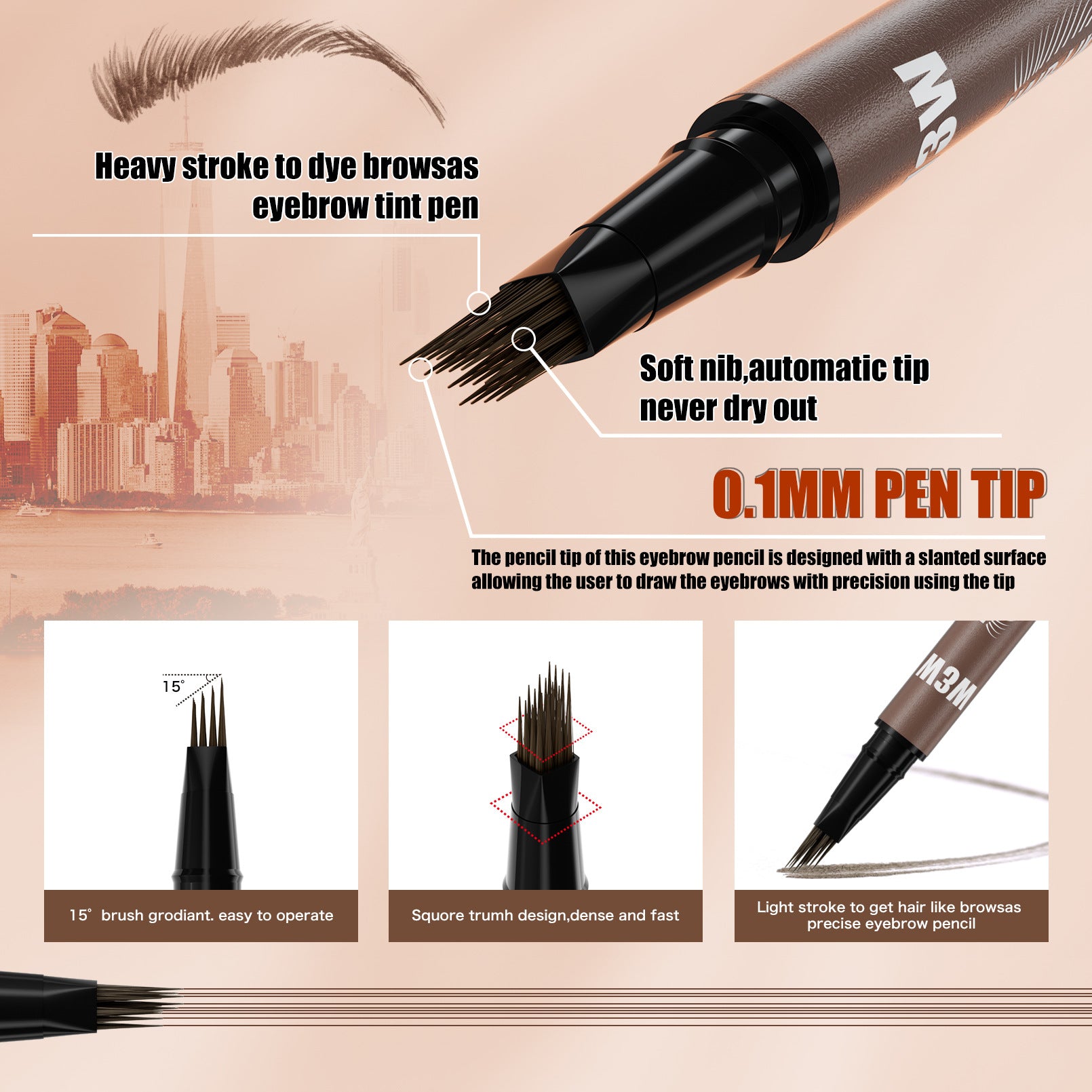 Pinceau à sourcils liquides résistant à la sueur