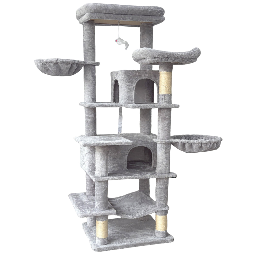 68in Grand arbre de chat vert multi-niveaux avec hamacs