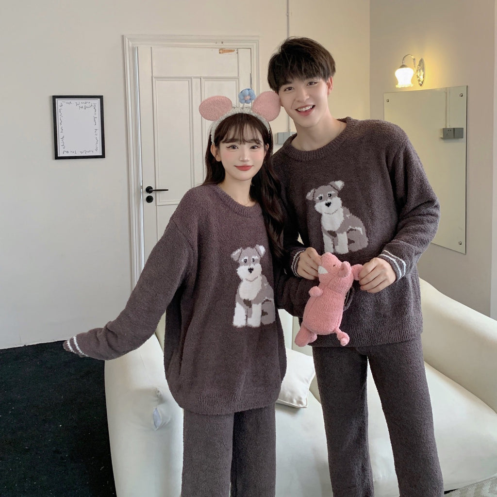 Couple Gp Japonais Mignon chien Parent-enfant Soft Home Porter pantalons à manches longues Ensemble de pyjamas