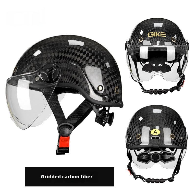 Fibre de carbone demi casque électrique moto moto d'été hommes et femmes équitation il