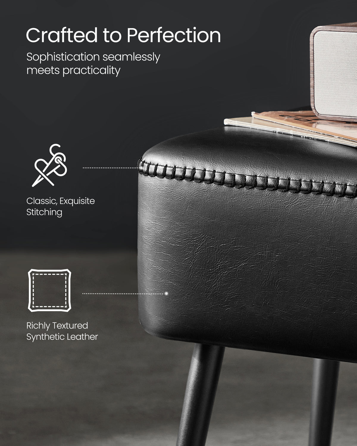 Banc ottoman VALAGLE avec couture