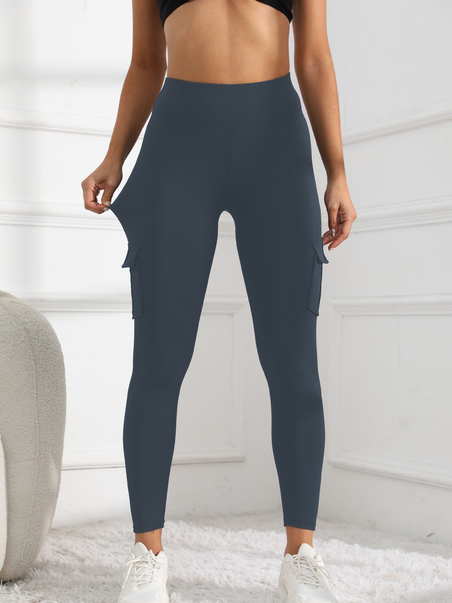 Pantalon de yoga Style populaire avec des poches Sports de plein air Pantalon haute-Waisted Waist-Cinching Mais