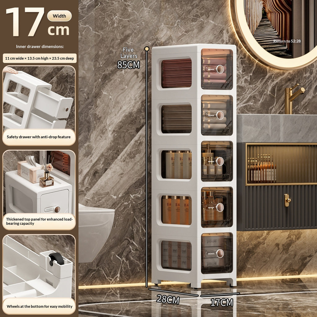 Cabinet de rangement en plastique multi-tier style tiroir salle de bains
