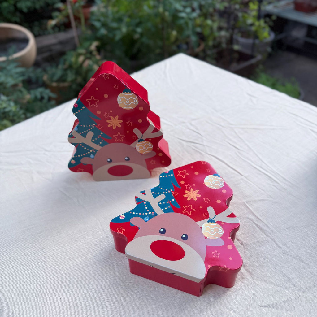 Boîte cadeau en métal en forme d'arbre de Noël