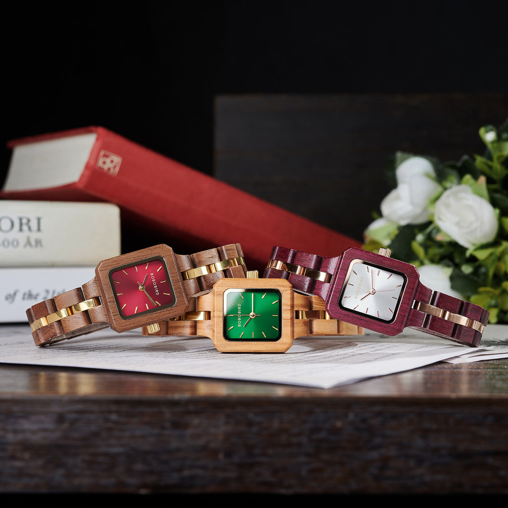 Montres en bois pour femmes à trois couleurs