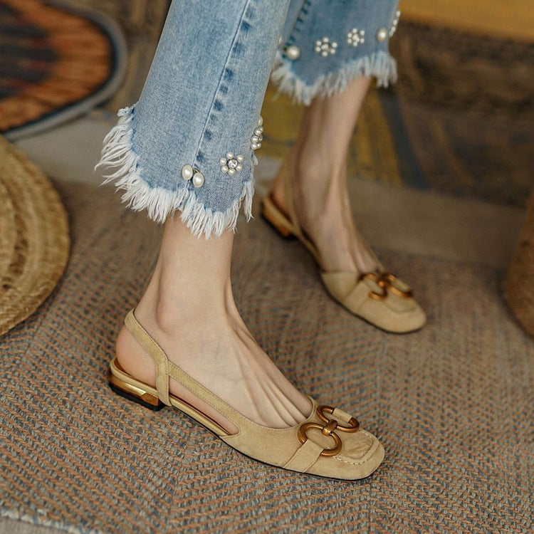 Style Suede Strappy Sandales avec une boucle de cavalière pour femmes
