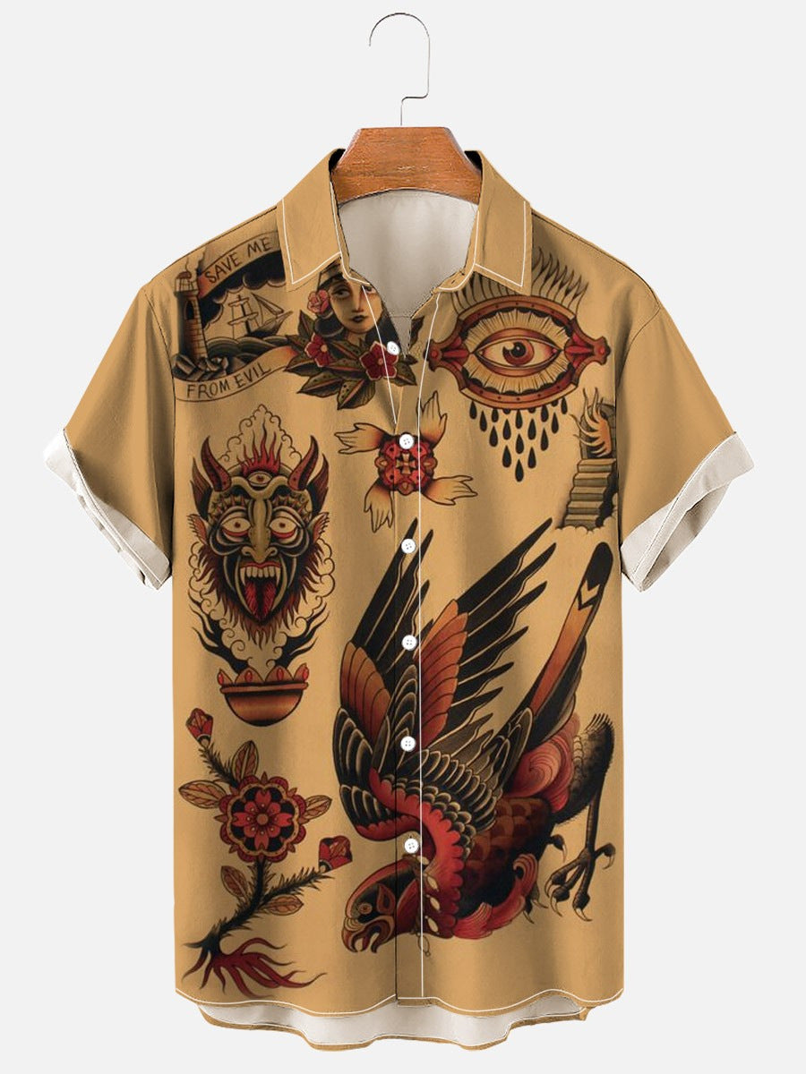 Chemise à manches courtes imprimé numérique 3D pour homme de grande taille