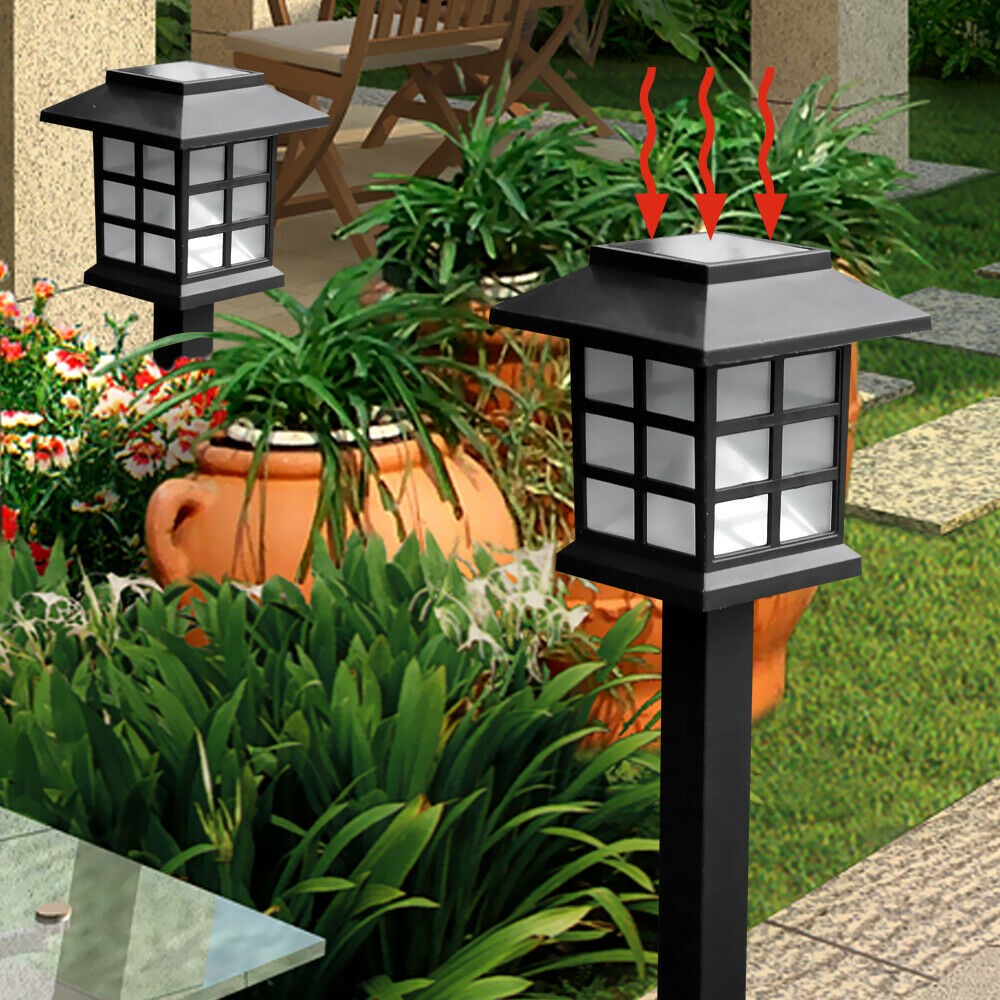 12x LED Solar Power Garden lumières Stake post paysage chemin pelouse lampe extérieur