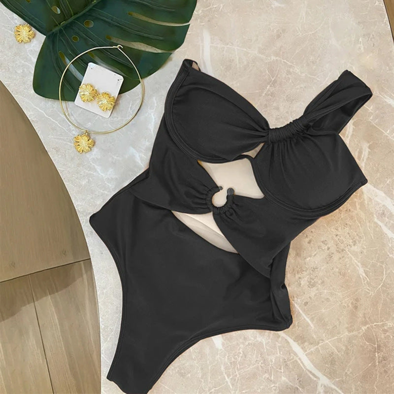Maillot de bain étanche à une épaule avec design push-up et coupe