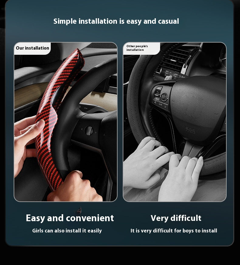 Voiture Carbon Fiber Pattern Glossy Couverture de volant de voiture