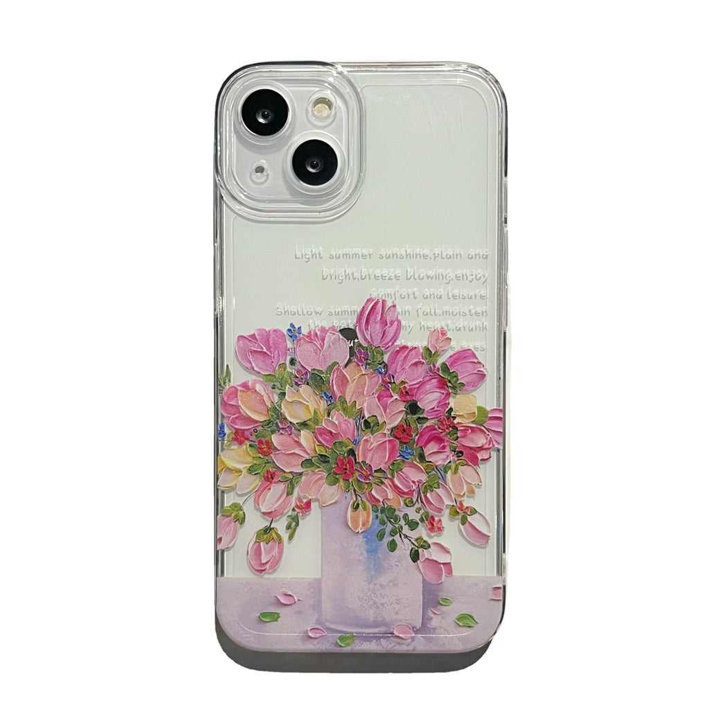 Étui téléphonique de protection transparent de petite fleur simple