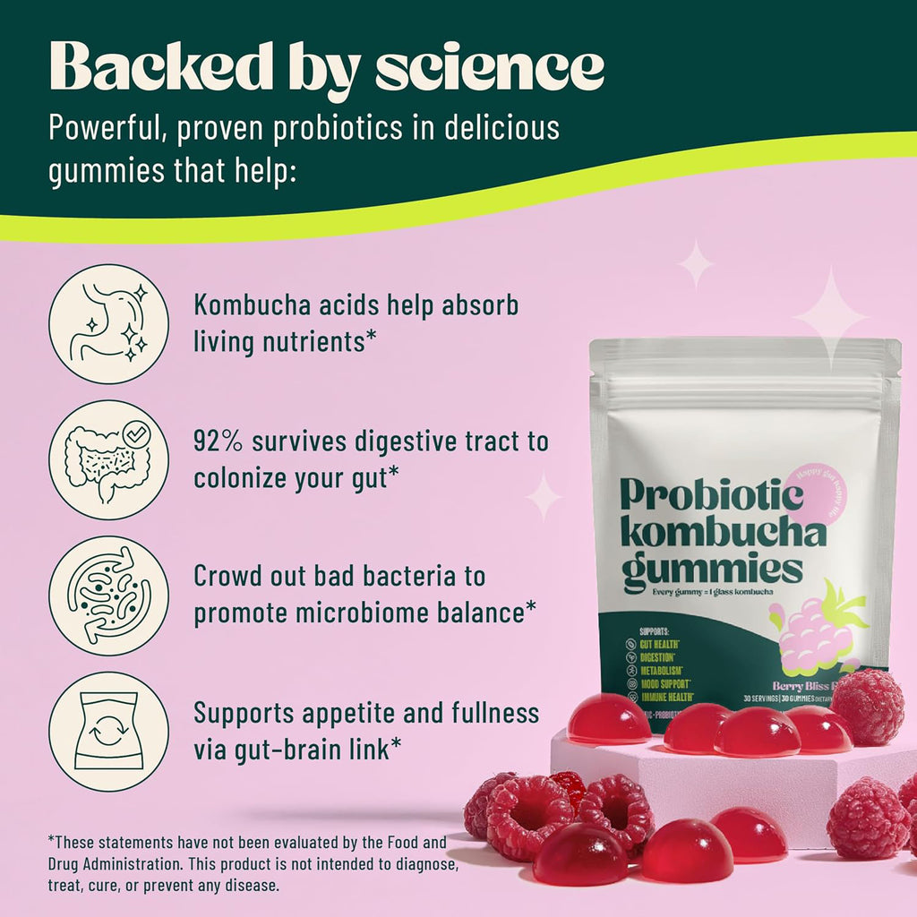 Gommies Kombucha prébiotiques et probiotiques