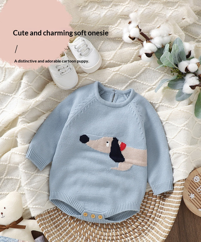 Chien Jacquard One-Piece Triangular Wrap Romper Montage costume