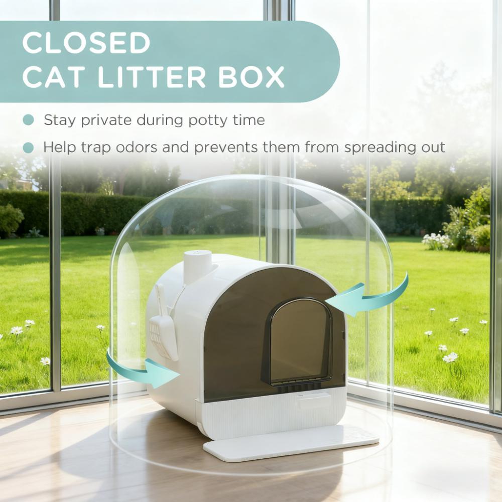 Boîte à litière Chat Blanc avec couvercle et filtre