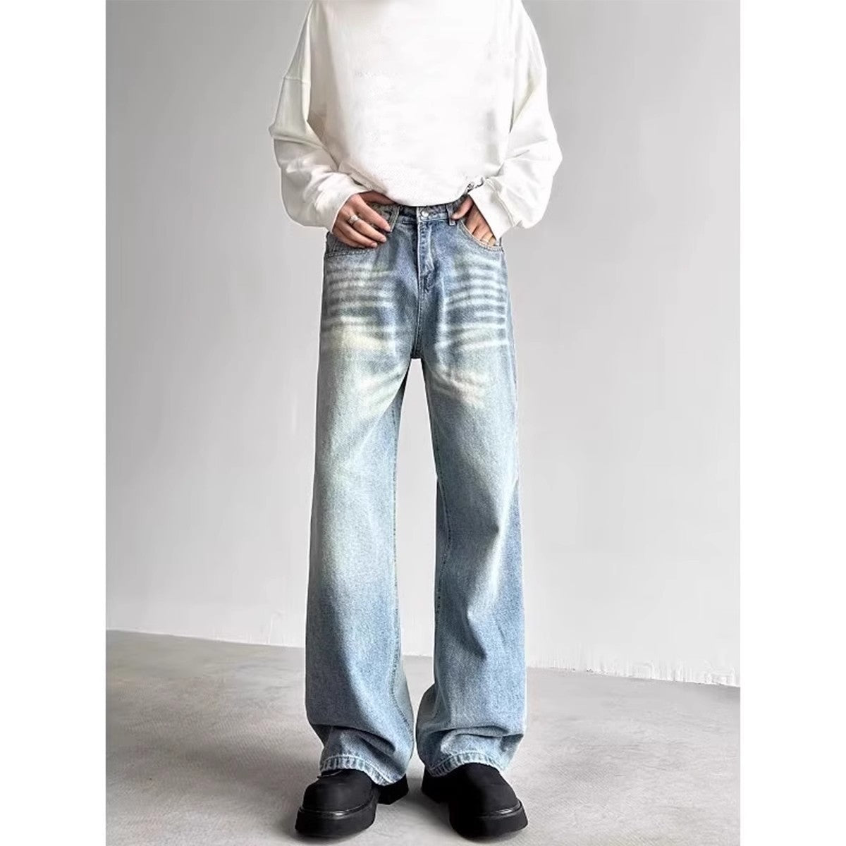 Pantalons à jambes larges à jambe droite, décontraction rétro