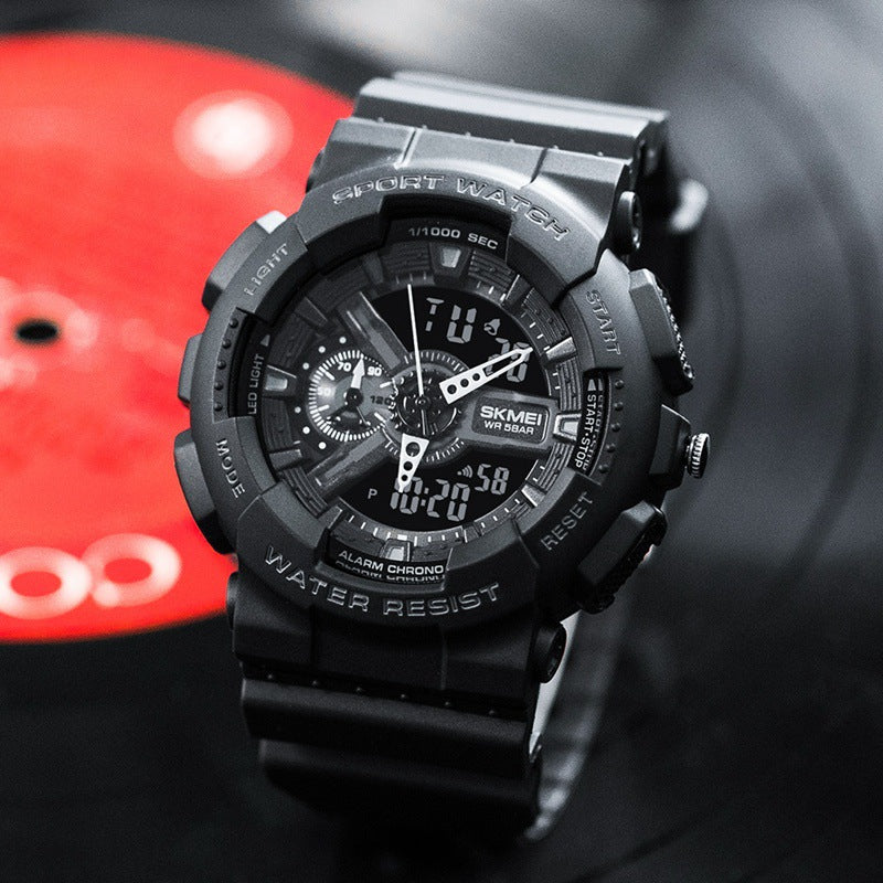 Classic Black Gold Sports Mode Double affichage Étudiant Montre électronique adolescents garçons A