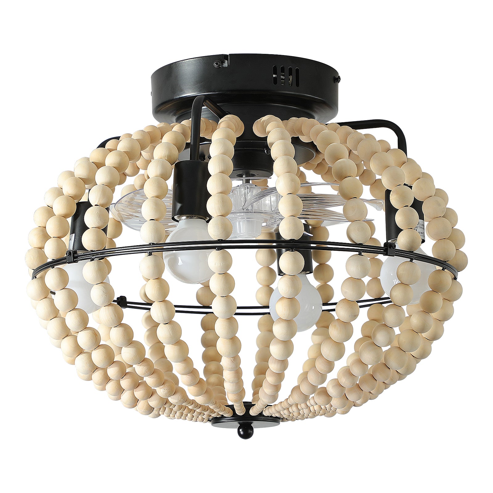 Eventail de plafond en bois de bohème de 18" avec lumière