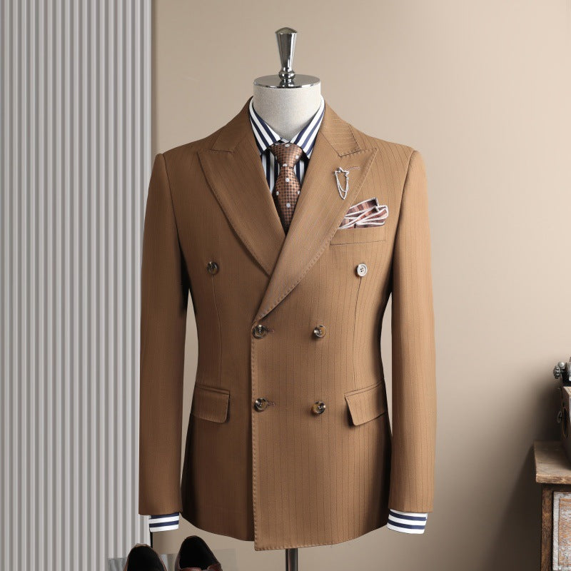 Slim Fit Double Breasted Pinstripe Blazer & Pantalons Cuffed