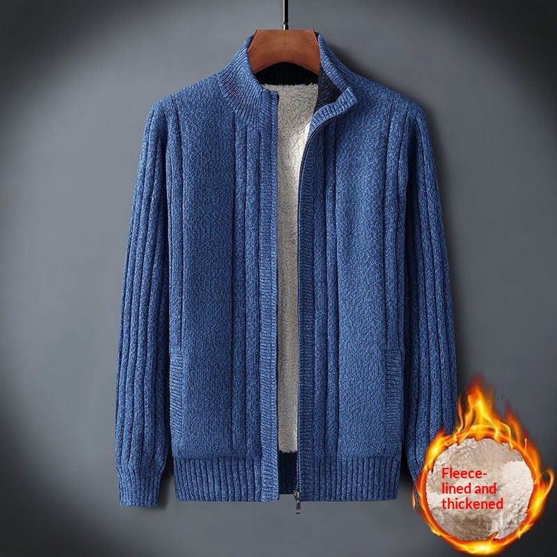 Pull en tricot de mode homme avec doublure en polaire