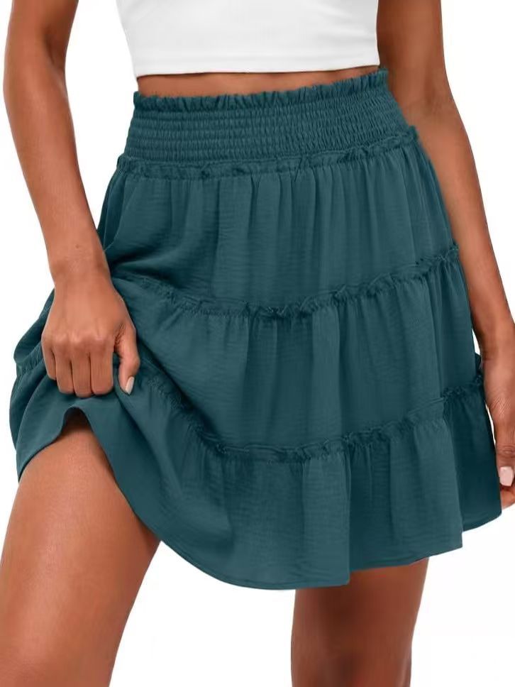 Femmes Casual High-Wisted Ruffled Multi-couche Mini Jupe
